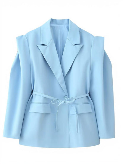 Cocolii blazer femme tendance à épaules dénudées veste ceinturée manches longues chic pour bureau soirée cocktail
