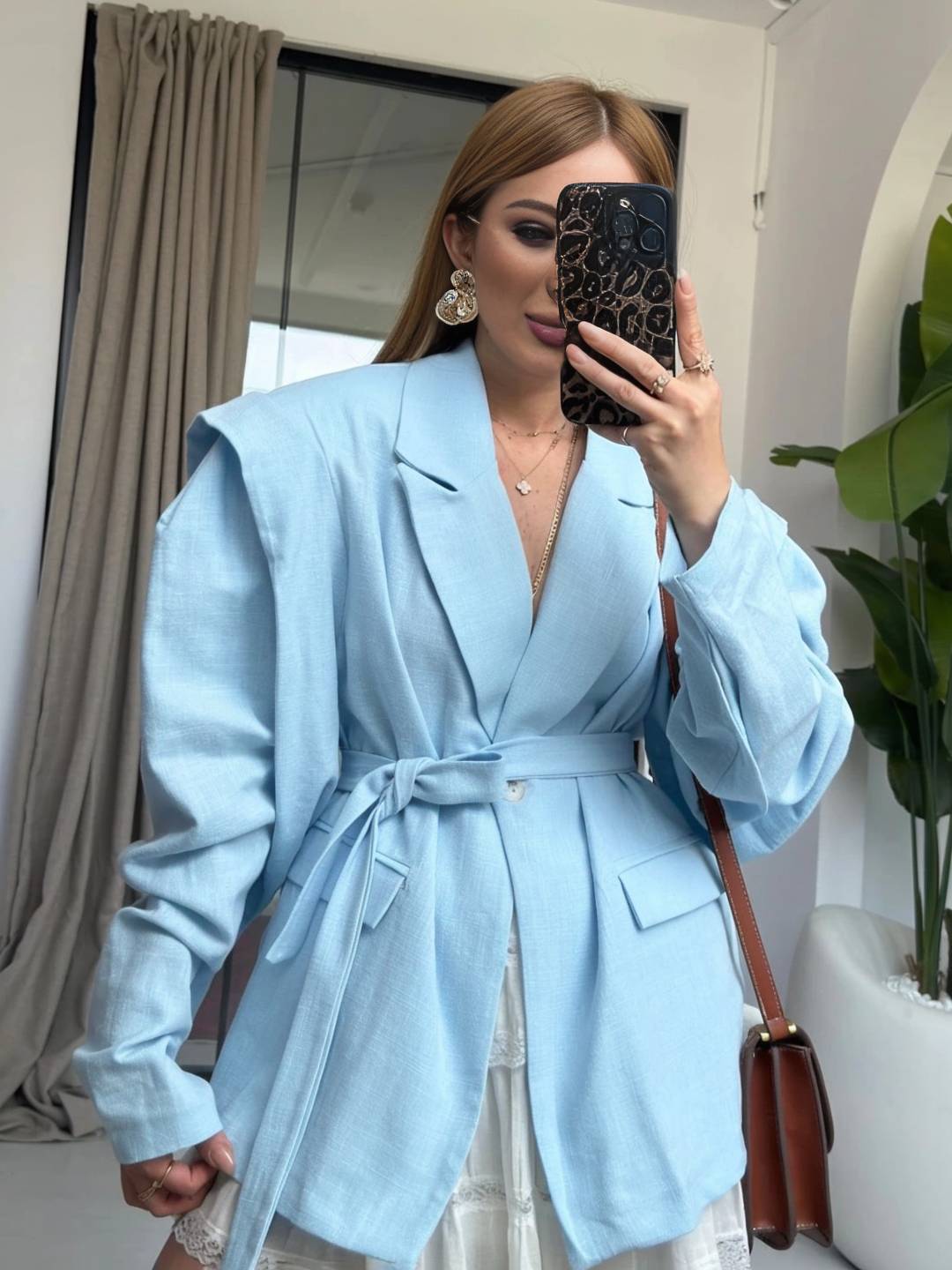 Cocolii blazer femme tendance à épaules dénudées veste ceinturée manches longues chic pour bureau soirée cocktail