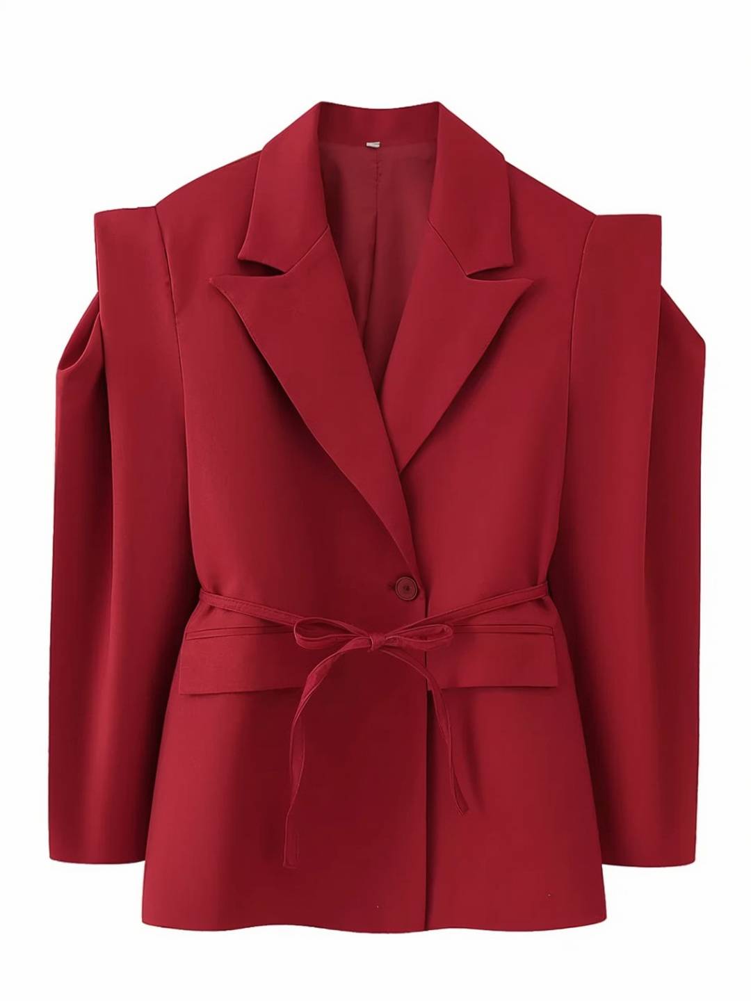 Cocolii blazer femme tendance à épaules dénudées veste ceinturée manches longues chic pour bureau soirée cocktail