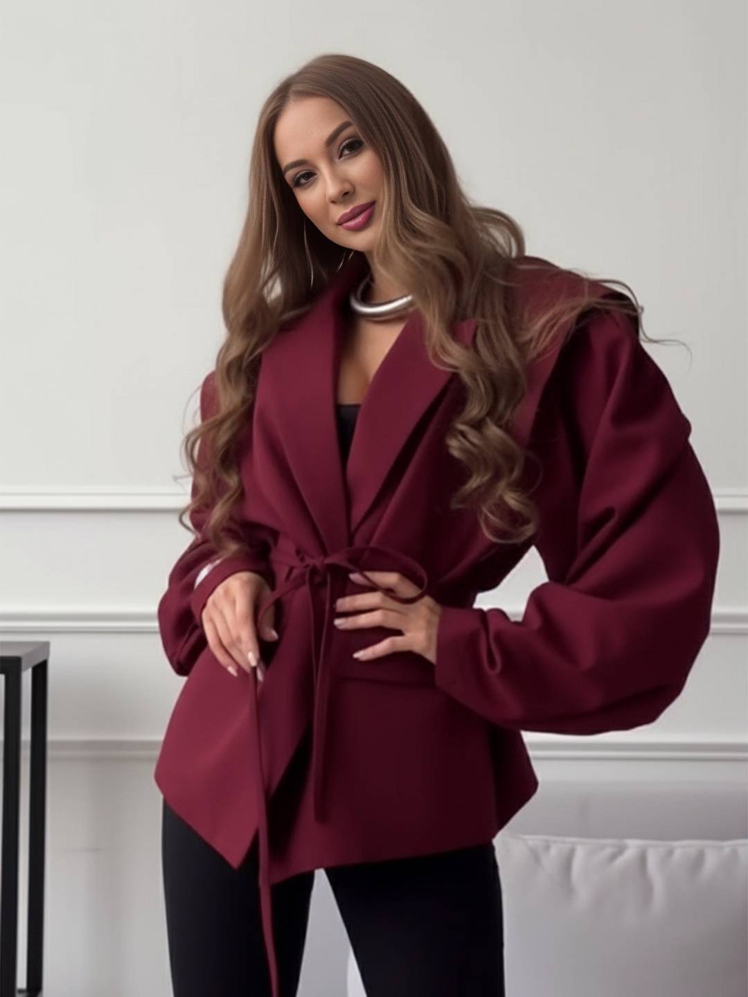 Cocolii blazer femme tendance à épaules dénudées veste ceinturée manches longues chic pour bureau soirée cocktail