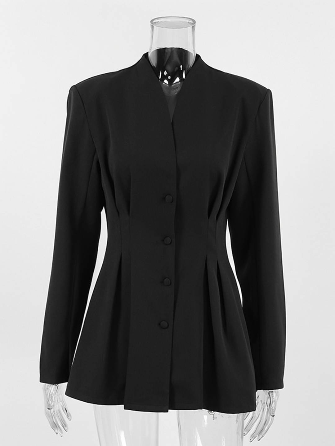 Cocolii noir blazer femme taille cintrée boutonnage v-cou manches longues élégant décontracté vintage veste de bureau