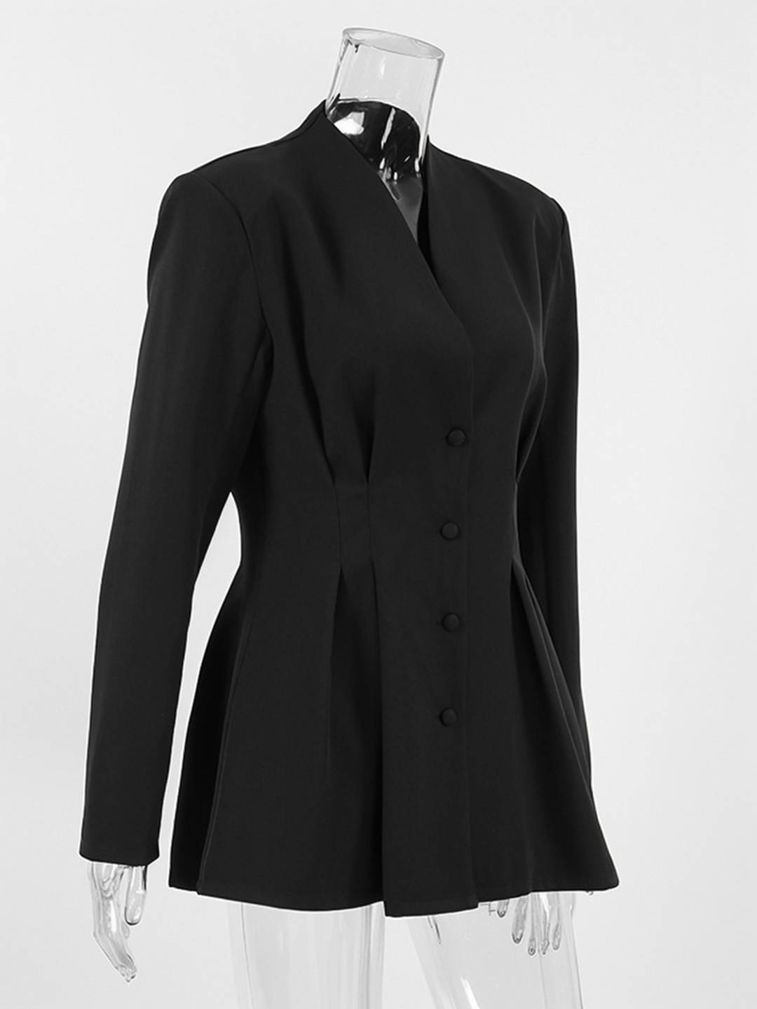 Cocolii noir blazer femme taille cintrée boutonnage v-cou manches longues élégant décontracté vintage veste de bureau