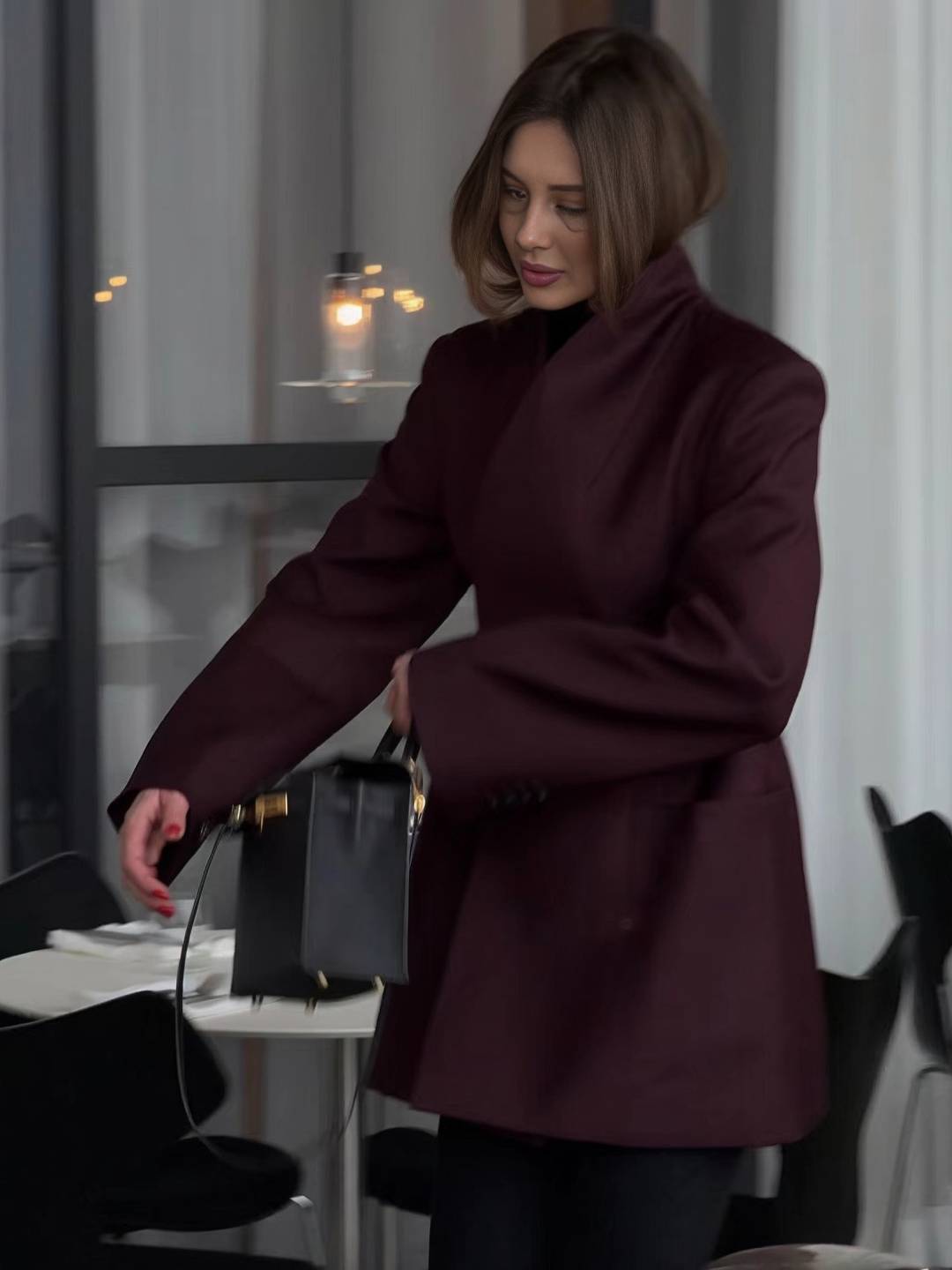 Cocolii blazer femme unicolore v-cou poches manches longues femme élégant vintage simple décontracté veste