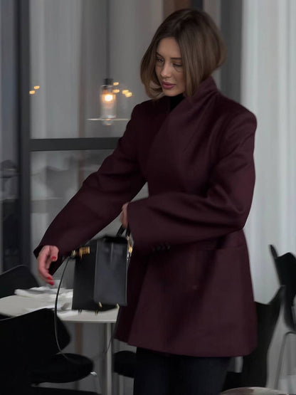 Cocolii blazer femme unicolore v-cou poches manches longues femme élégant vintage simple décontracté veste