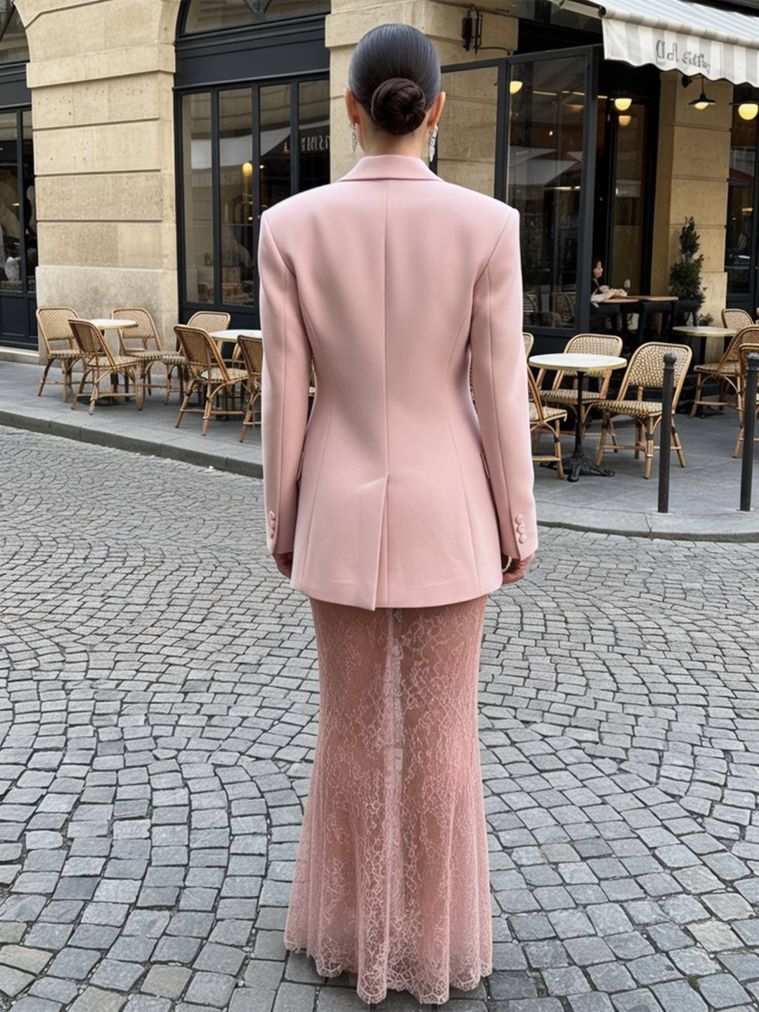 Cocolii blazer femme double boutonnage col revers manches longues élégant vintage décontracté veste style tailleur