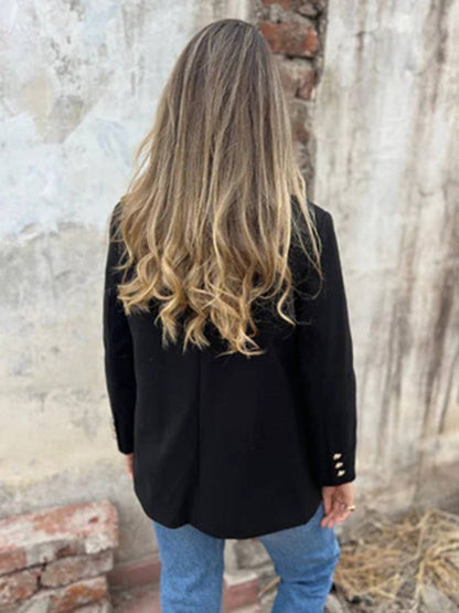 Cocolii blazer femme décontracté élégant double boutonnage manches longues slim veste de costume bureau travail automne