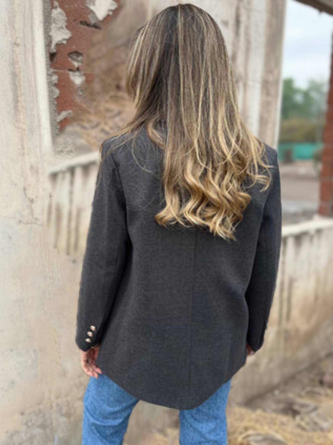 Cocolii blazer femme décontracté élégant double boutonnage manches longues slim veste de costume bureau travail automne