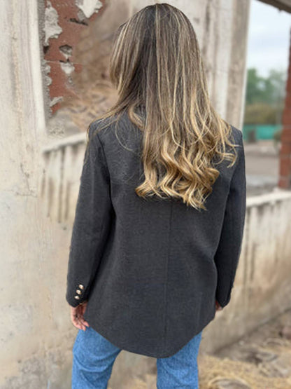 Cocolii blazer femme décontracté élégant double boutonnage manches longues slim veste de costume bureau travail automne