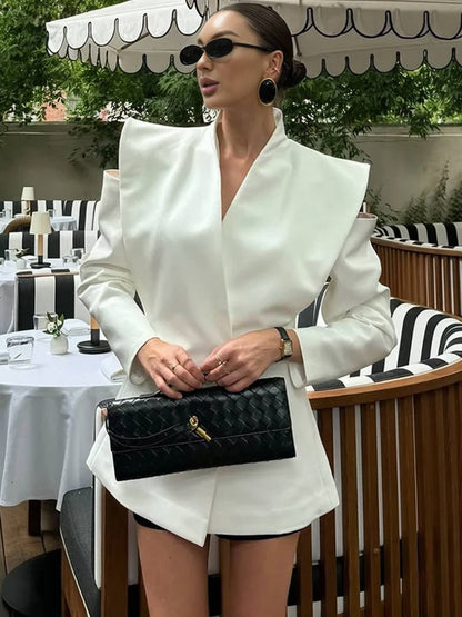 Cocolii veste blazer femme découpes boutons poches v-cou manches longues femme élégant décontracté vintage pour bureau