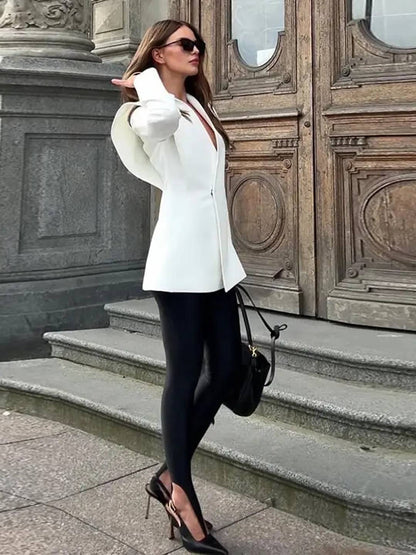 Cocolii veste blazer femme découpes boutons poches v-cou manches longues femme élégant décontracté vintage pour bureau