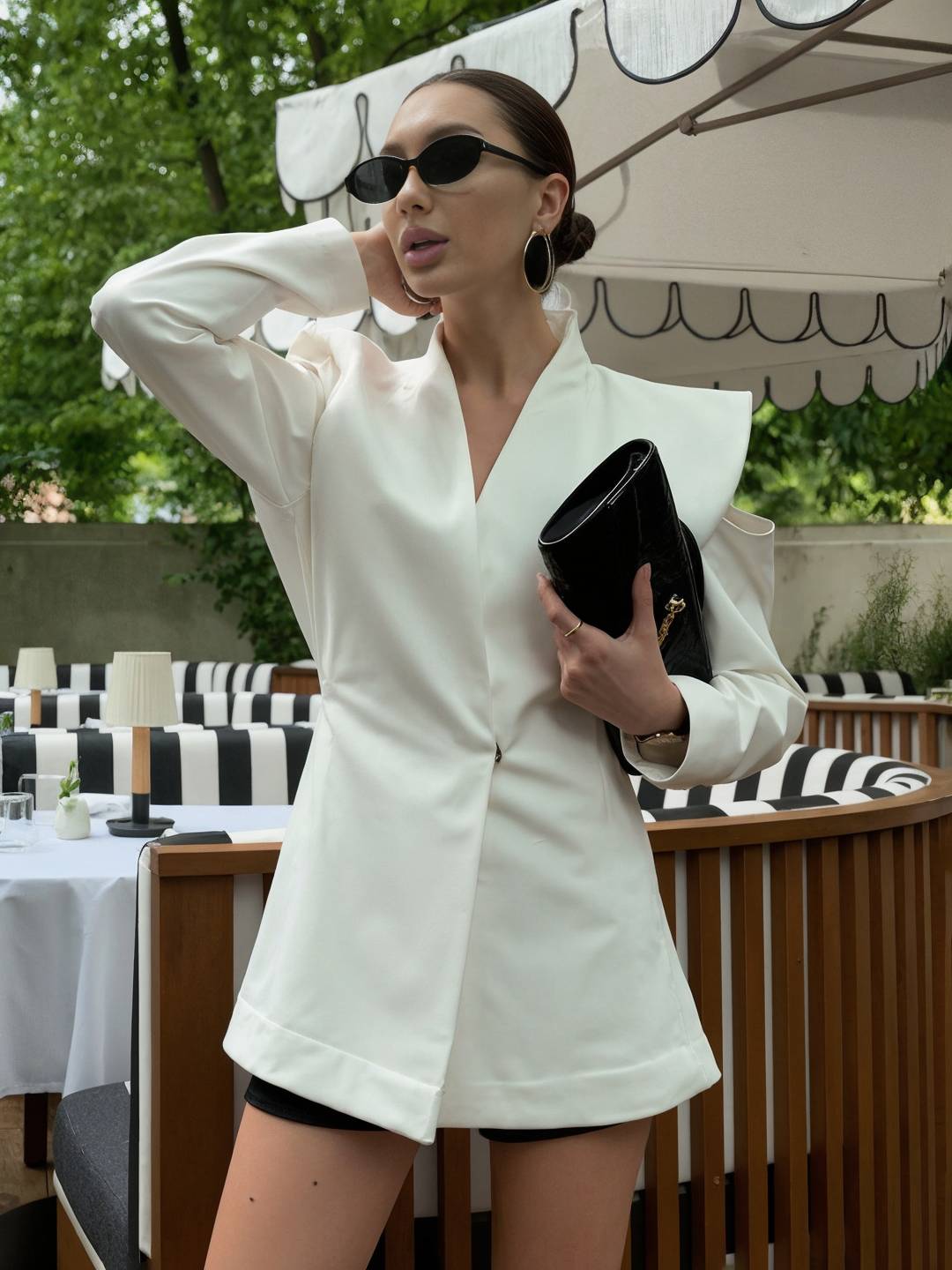 Cocolii veste blazer femme découpes boutons poches v-cou manches longues femme élégant décontracté vintage pour bureau