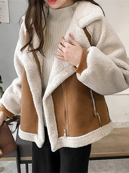 Cocolii blouson style aviateur femme suédine teddy oversized hiver vestes