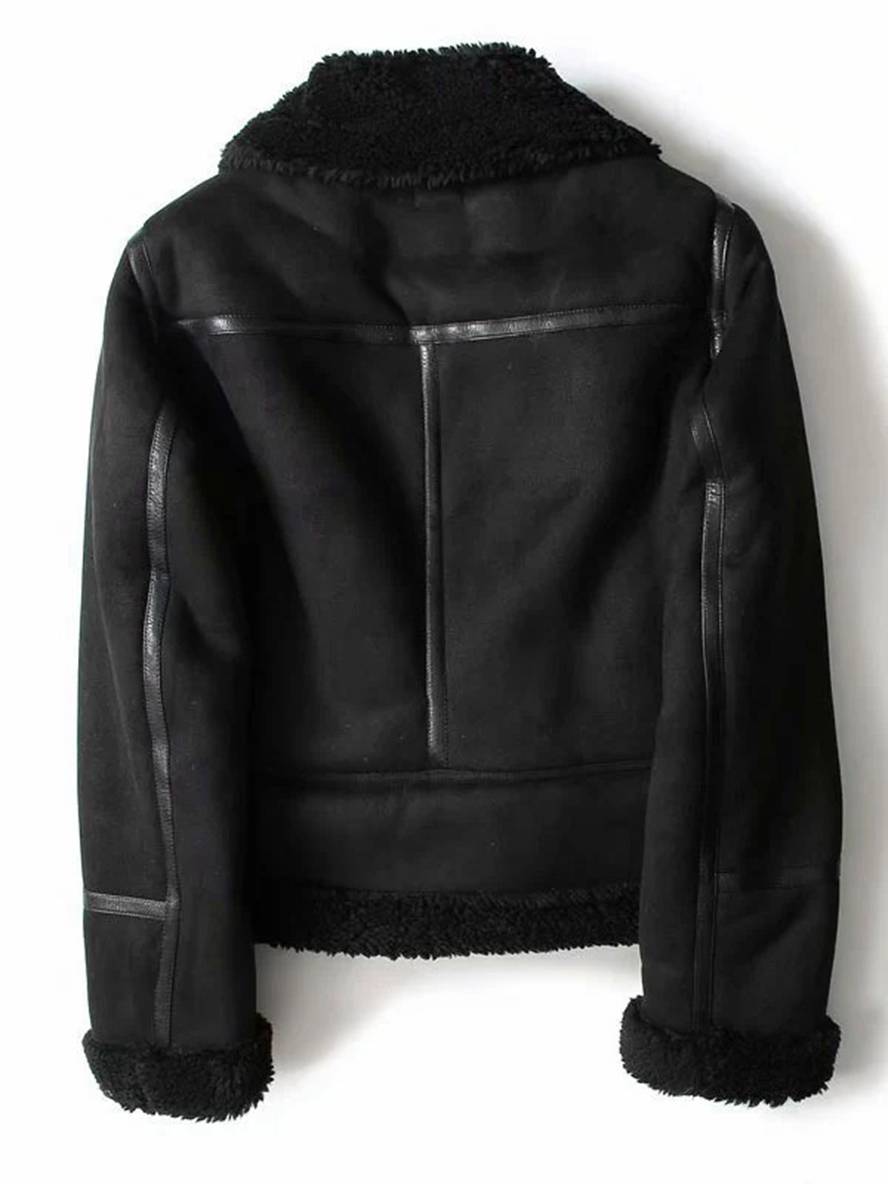 Cocolii manteau aviateur suedine fermeture éclair ceinture col revers femme veste style boyfriend