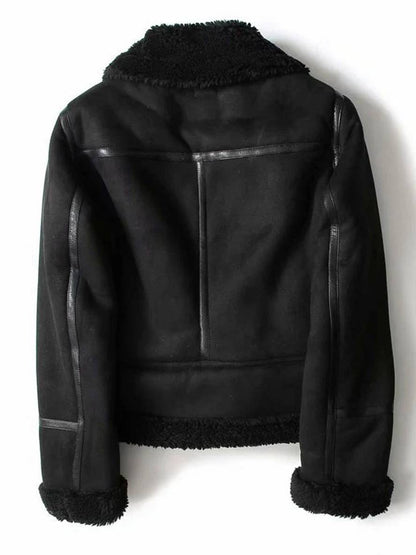 Cocolii manteau aviateur suedine fermeture éclair ceinture col revers femme veste style boyfriend