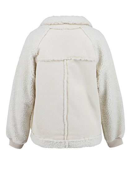 Cocolii manteau aviateur suedine poches col revers manches longues fermeture éclair femme élégant décontracté veste