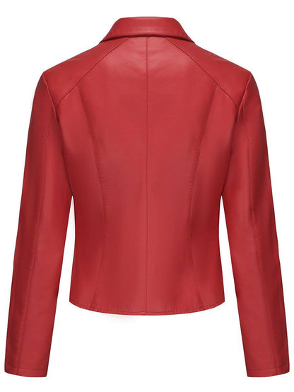 Cocolii court perfecto vestes simili cuir boutonnage rivet col revers manches longues femme décontracté mode veste automne