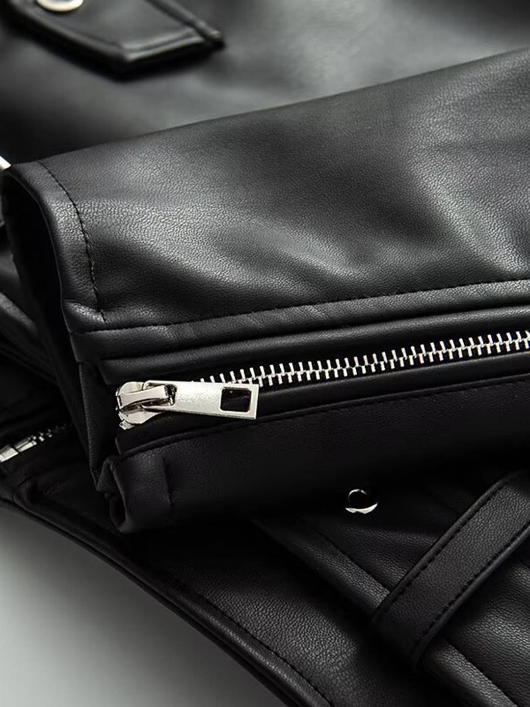 Cocolii perfecto veste femme simili cuir fermeture éclair poches ceinture col revers décontracté blouson motard