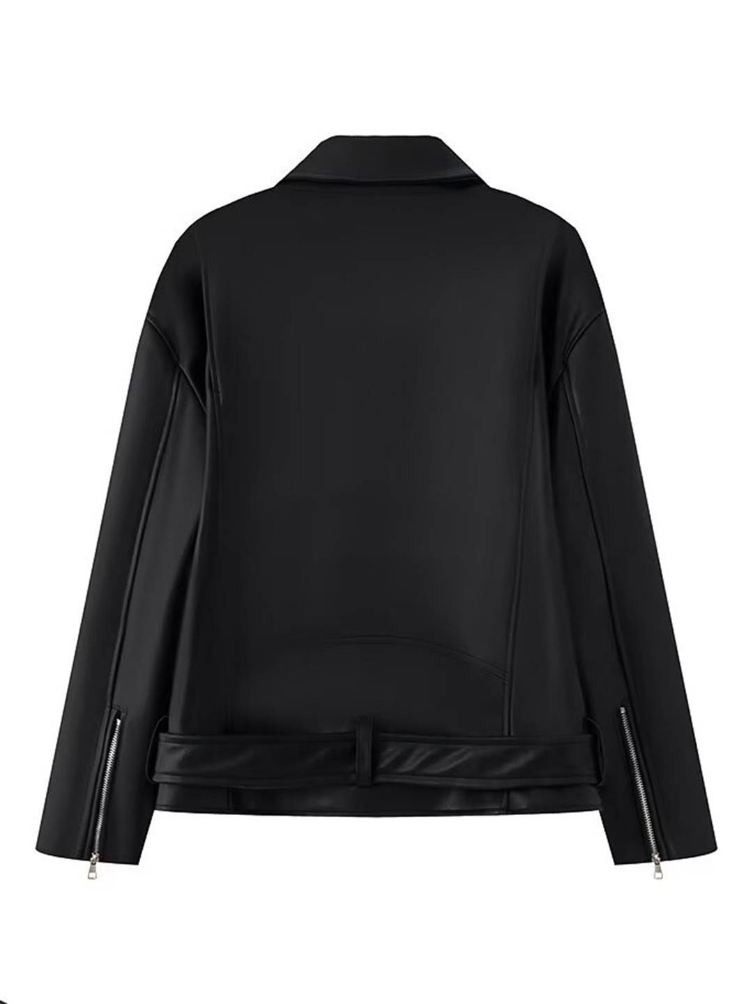 Cocolii perfecto veste femme simili cuir fermeture éclair poches ceinture col revers décontracté blouson motard