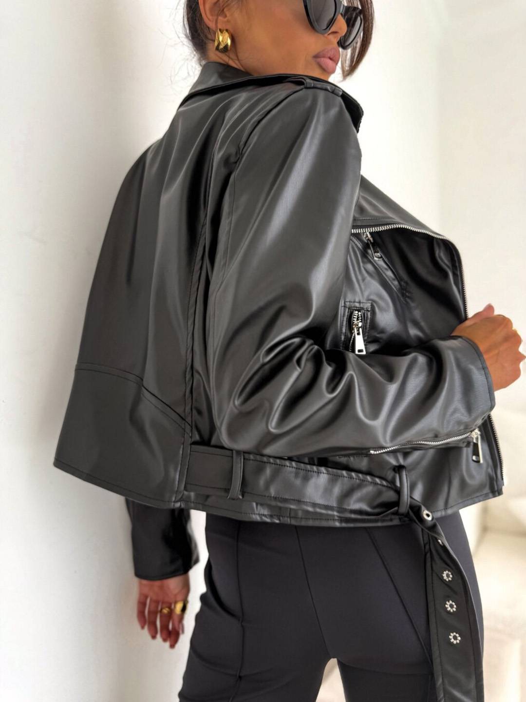 Cocolii perfecto femme cuir poches fermeture éclair col revers manches longues décontracté blouson biker veste