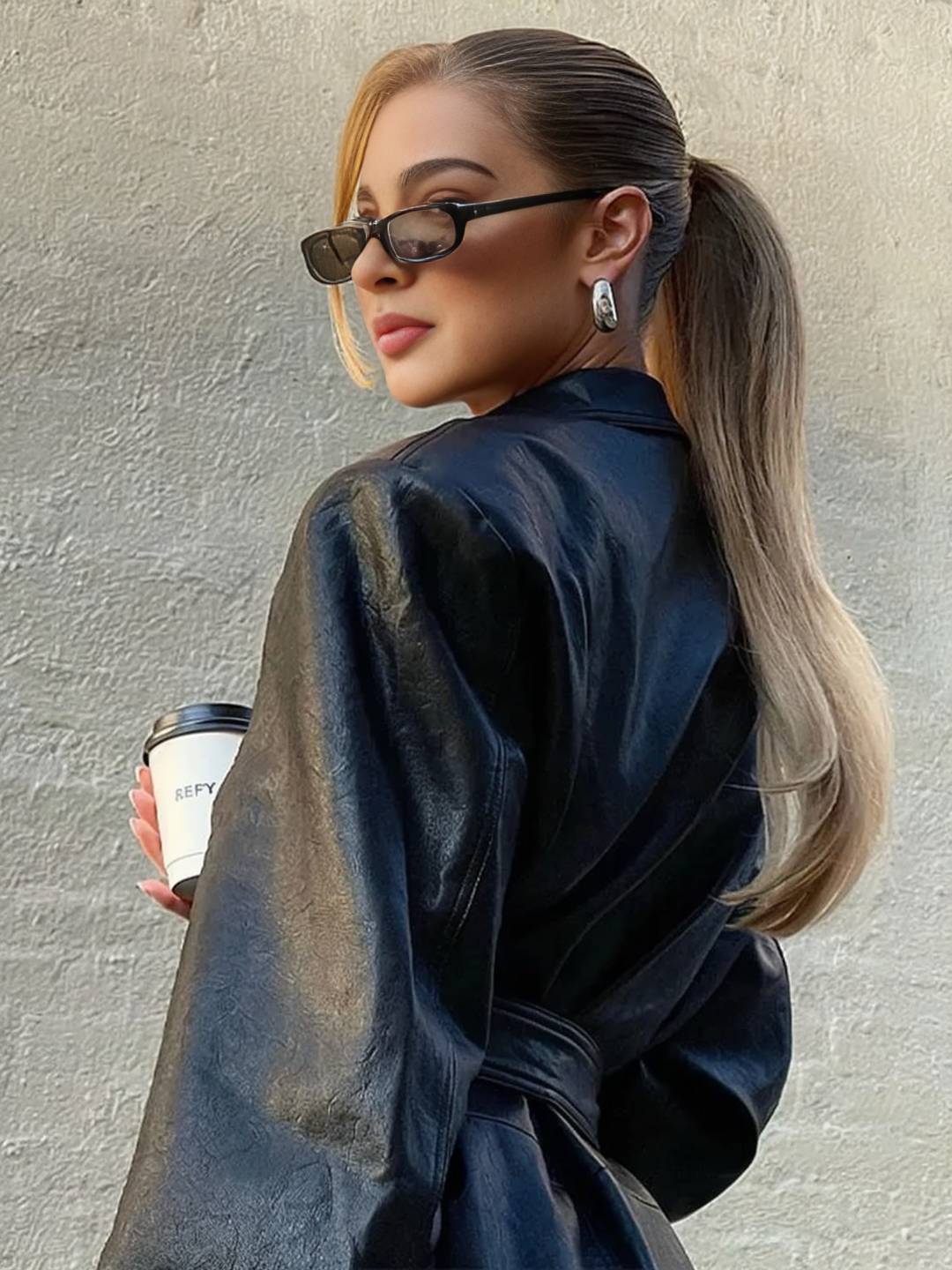 Cocolii longue trench en simili cuir femme boutonnage poches ceinture col revers décontracté vintage manteau