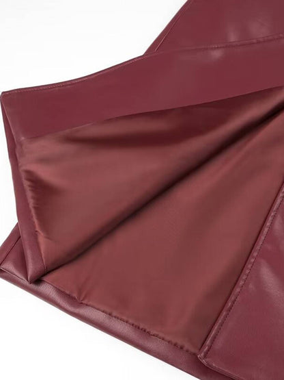 Cocolii longue trench en simili cuir femme boutonnage poches ceinture col revers décontracté vintage manteau