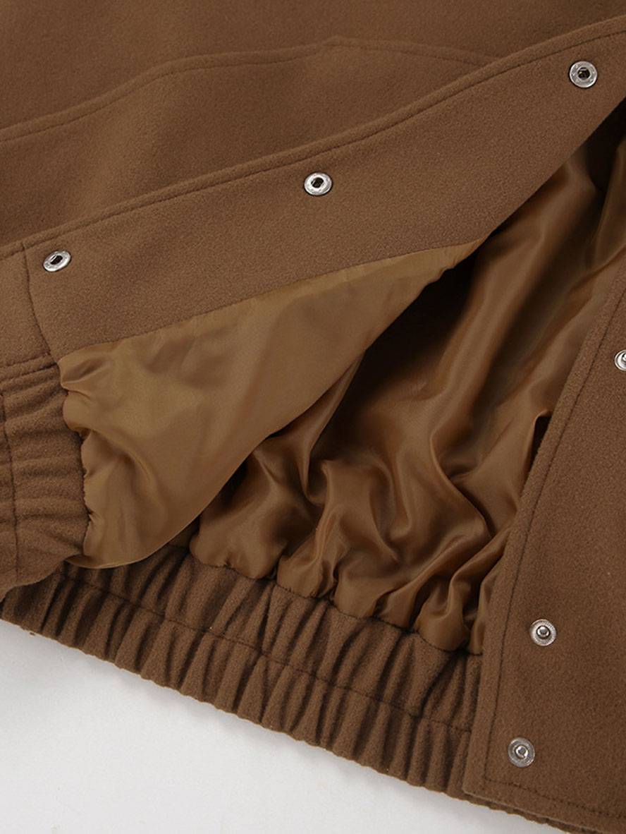 Cocolii bombers boutonnage col montant manches longues femme vintage décontracté ample oversized veste