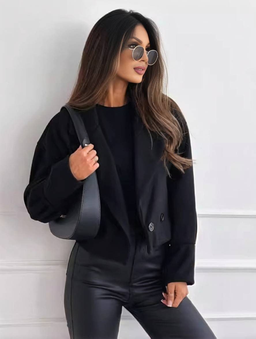 Cocolii veste unicolore boutons manches bishop femme élégant décontracté mode casual manteau