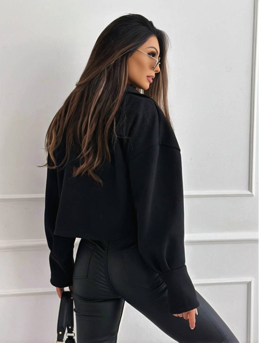 Cocolii veste unicolore boutons manches bishop femme élégant décontracté mode casual manteau