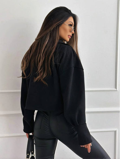 Cocolii veste unicolore boutons manches bishop femme élégant décontracté mode casual manteau