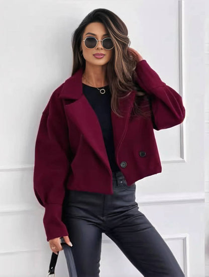 Cocolii veste unicolore boutons manches bishop femme élégant décontracté mode casual manteau