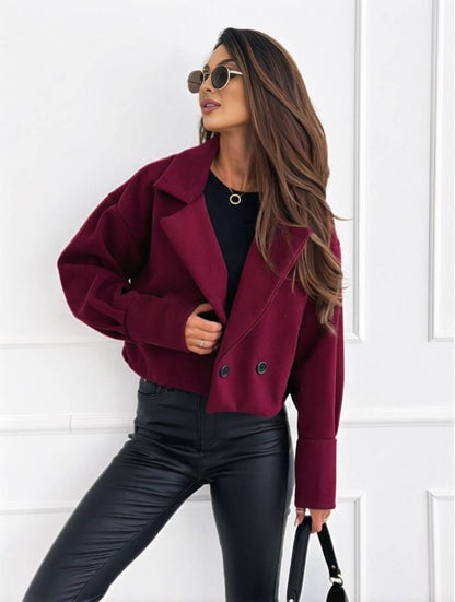 Cocolii veste unicolore boutons manches bishop femme élégant décontracté mode casual manteau