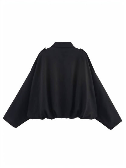 Cocolii blouson en suédine pour femme manches chauve souris style boyfriend décontracté automne veste style vintage