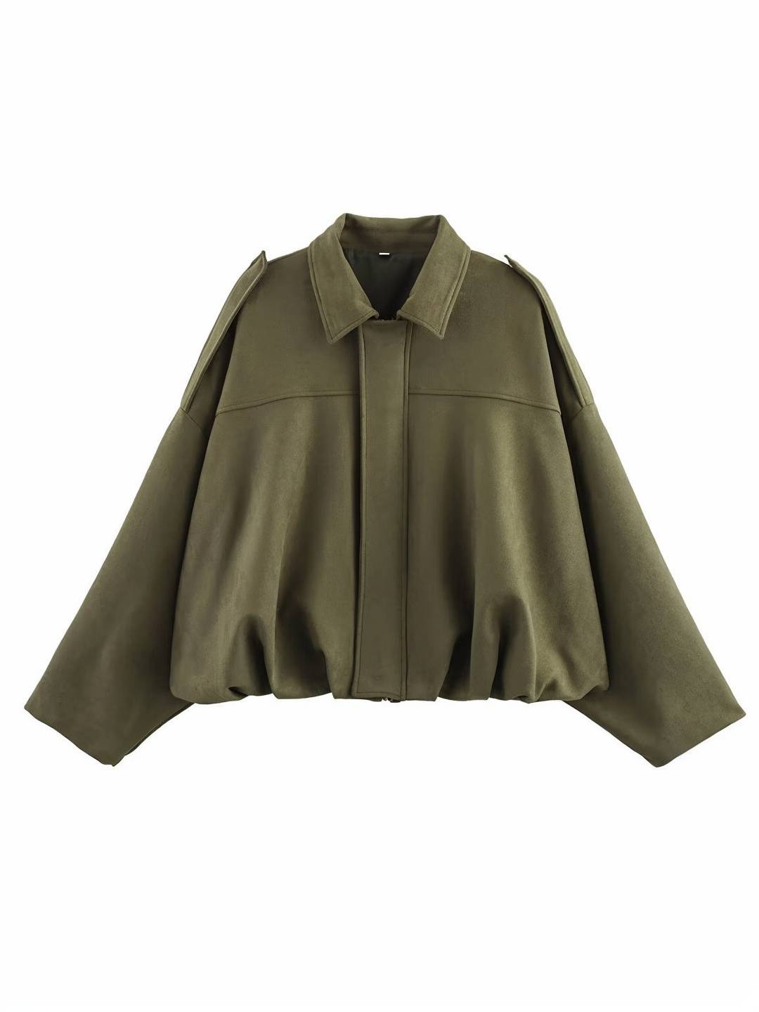 Cocolii blouson en suédine pour femme manches chauve souris style boyfriend décontracté automne veste style vintage