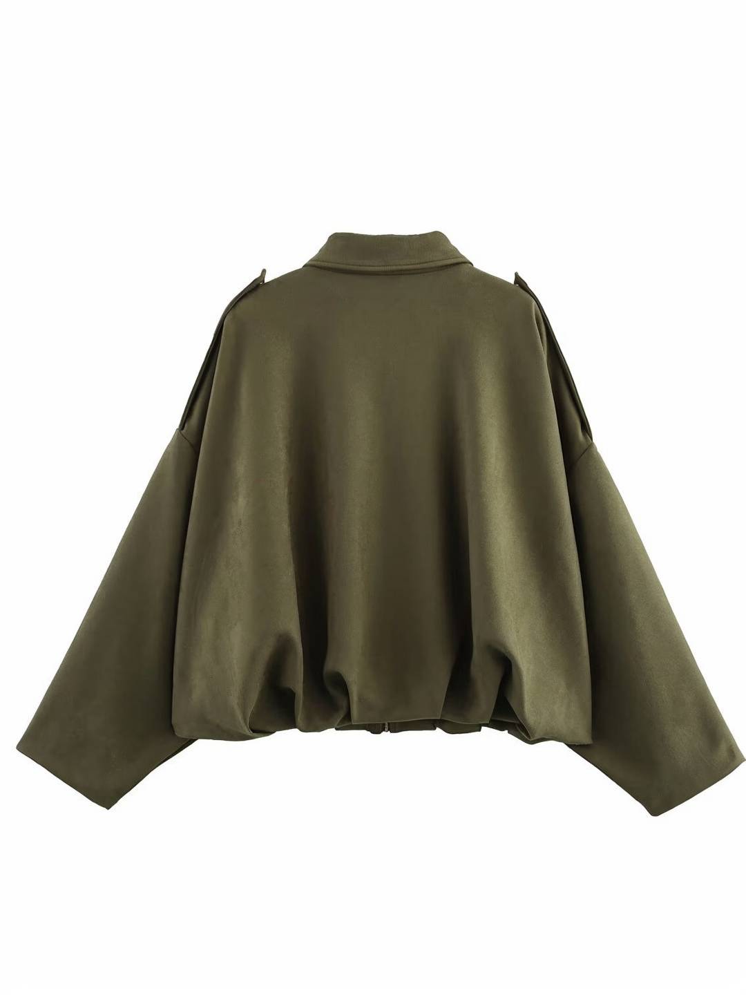 Cocolii blouson en suédine pour femme manches chauve souris style boyfriend décontracté automne veste style vintage