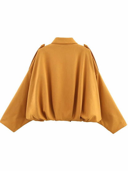 Cocolii blouson en suédine pour femme manches chauve souris style boyfriend décontracté automne veste style vintage