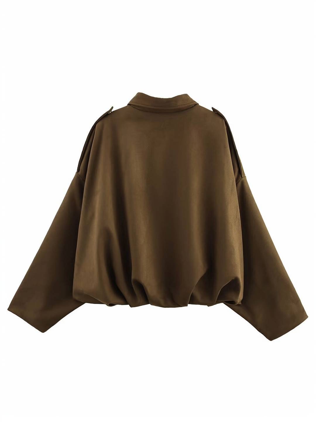 Cocolii blouson en suédine pour femme manches chauve souris style boyfriend décontracté automne veste style vintage