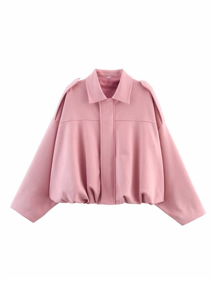 Cocolii blouson en suédine pour femme manches chauve souris style boyfriend décontracté automne veste style vintage