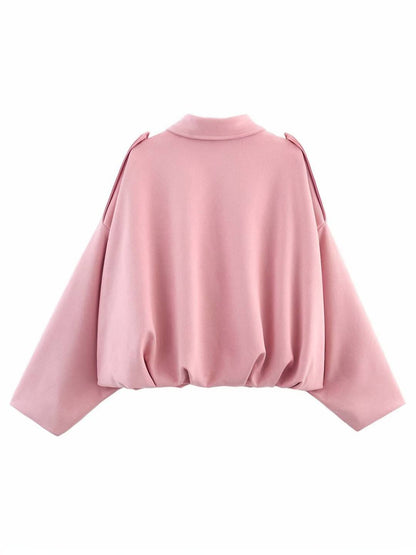 Cocolii blouson en suédine pour femme manches chauve souris style boyfriend décontracté automne veste style vintage