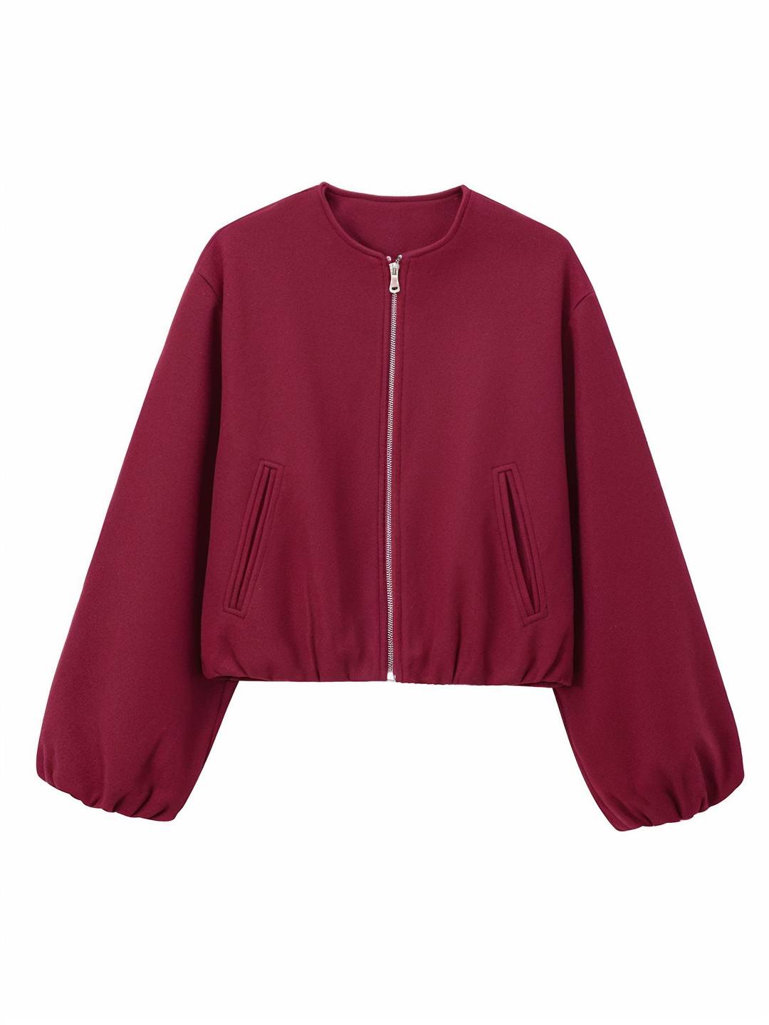 Cocolii veste court bombers fermeture éclair col rond manches longues femme décontracté blouson pour l'automne et l'hiver