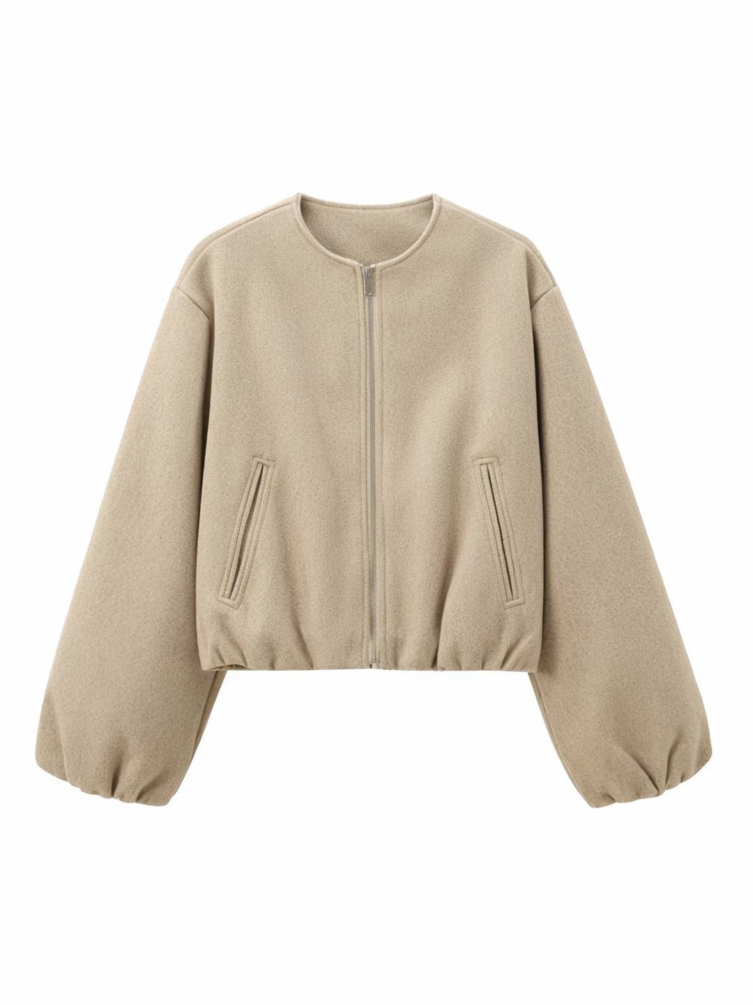 Cocolii veste court bombers fermeture éclair col rond manches longues femme décontracté blouson pour l'automne et l'hiver