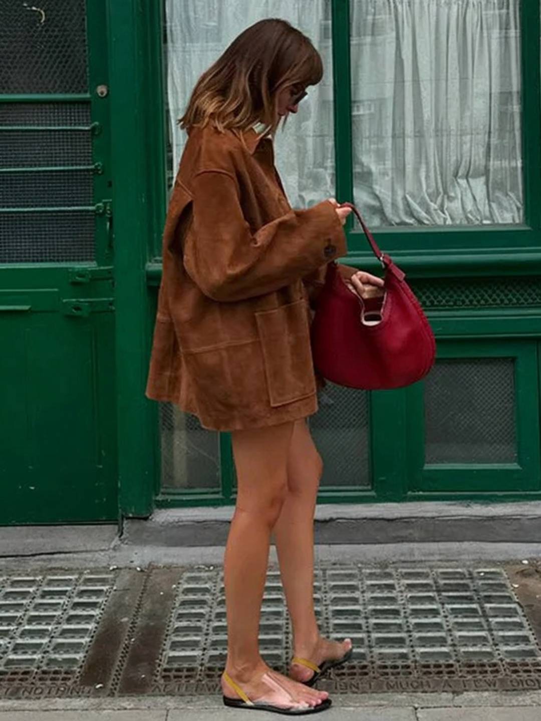 Cocolii surchemise femme en daim veste en suedine boutonnage poches col revers vintage décontracté blouson d'automne