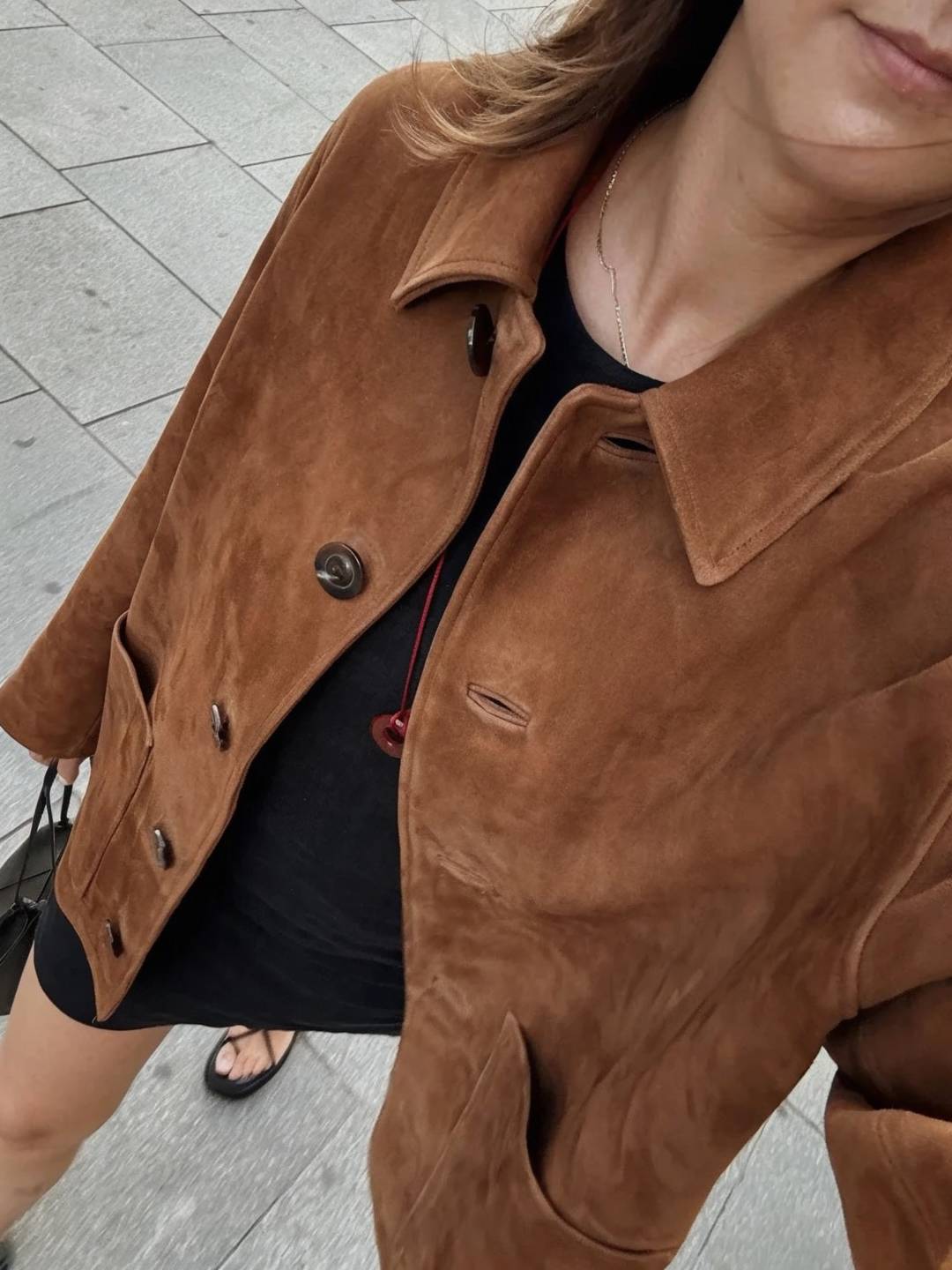 Cocolii surchemise femme en daim veste en suedine boutonnage poches col revers vintage décontracté blouson d'automne