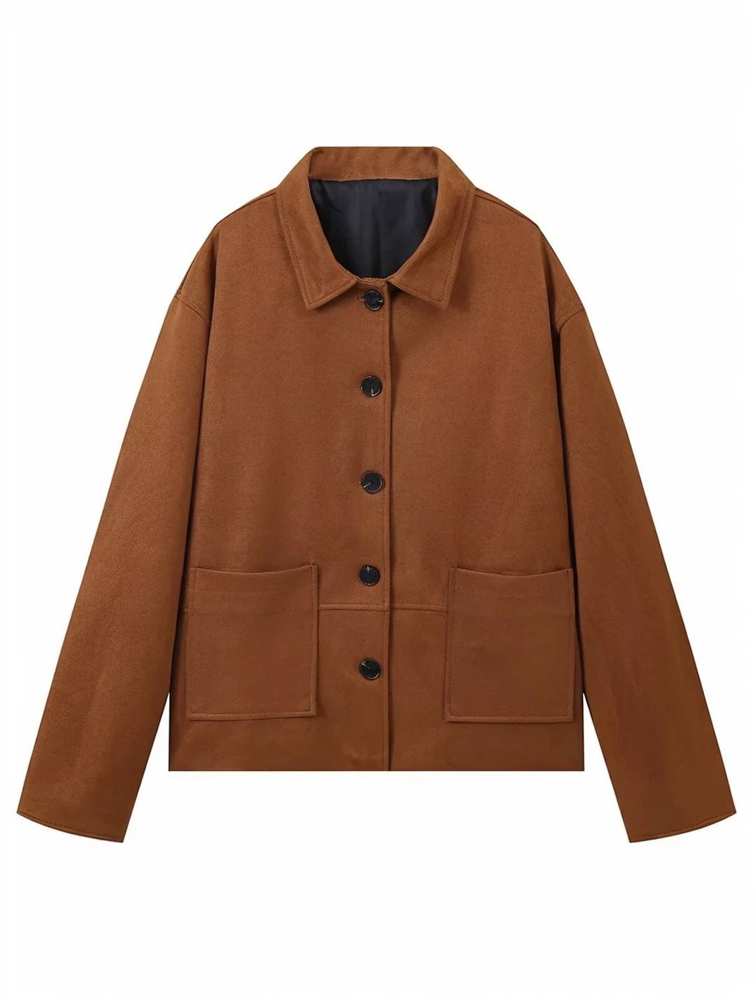 Cocolii surchemise femme en daim veste en suedine boutonnage poches col revers vintage décontracté blouson d'automne
