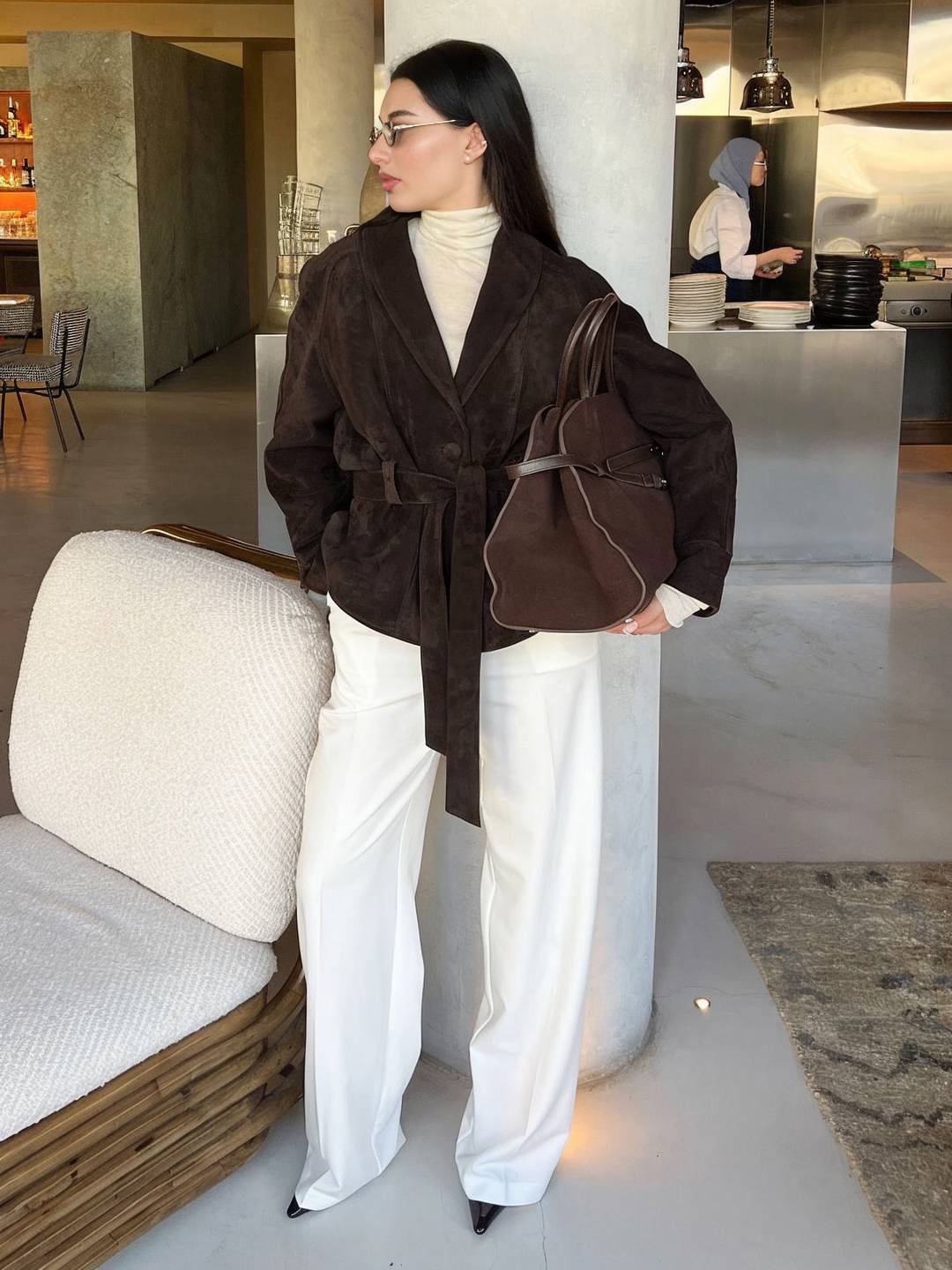 Cocolii perfecto veste femme en daim boutons ceinture v-cou style boyfriend décontracté vintage suedine blazer pour automne