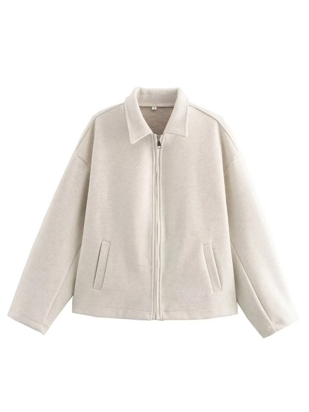 Cocolii court veste femme unicolore fermeture éclair poches manches longues femme décontracté vintage blouse automne