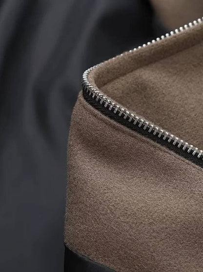 Cocolii court veste femme unicolore fermeture éclair poches manches longues femme décontracté vintage blouse automne