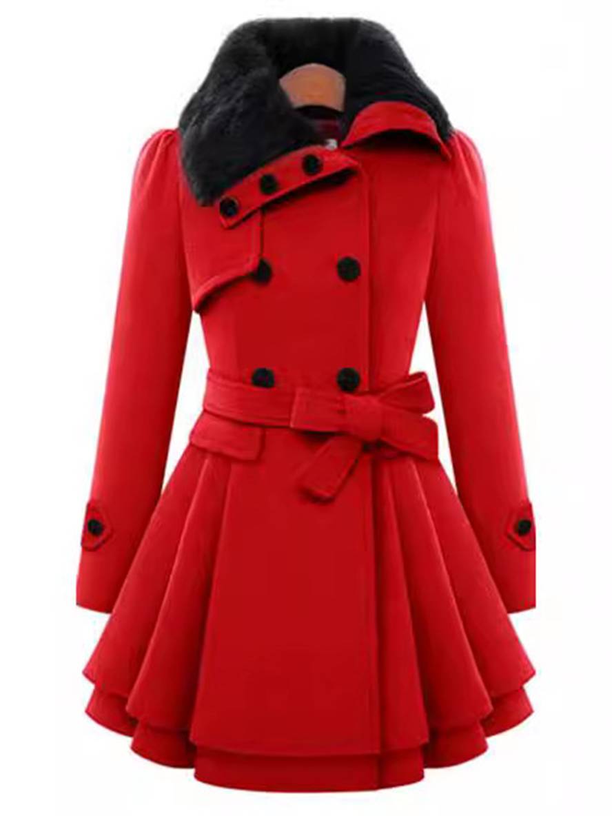 Cocolii manteau avec fausse fourrure col double boutonnage femme élégant hiver parka