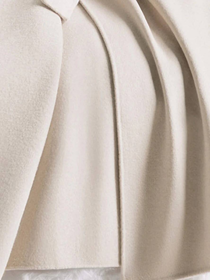 Cocolii longue manteau en laine coton poches ceinture col revers manches longues femme casual ample veste