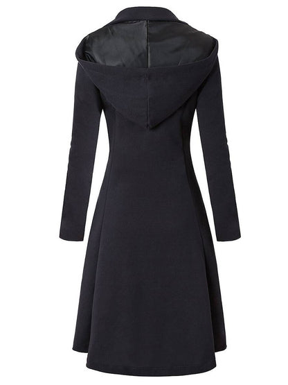 Cocolii mi-longue manteau en laine à capuche boutonnage femme élégant mode veste cape