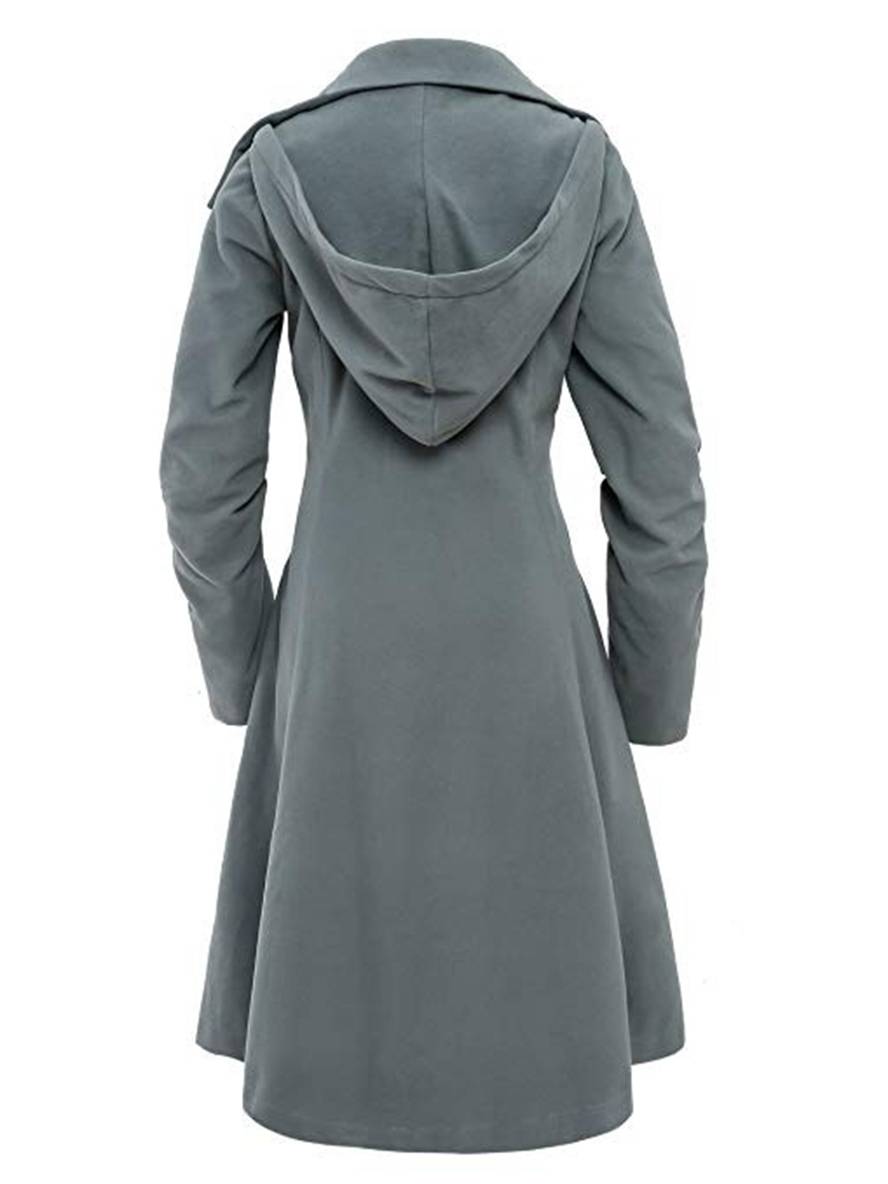 Cocolii mi-longue manteau en laine à capuche boutonnage femme élégant mode veste cape